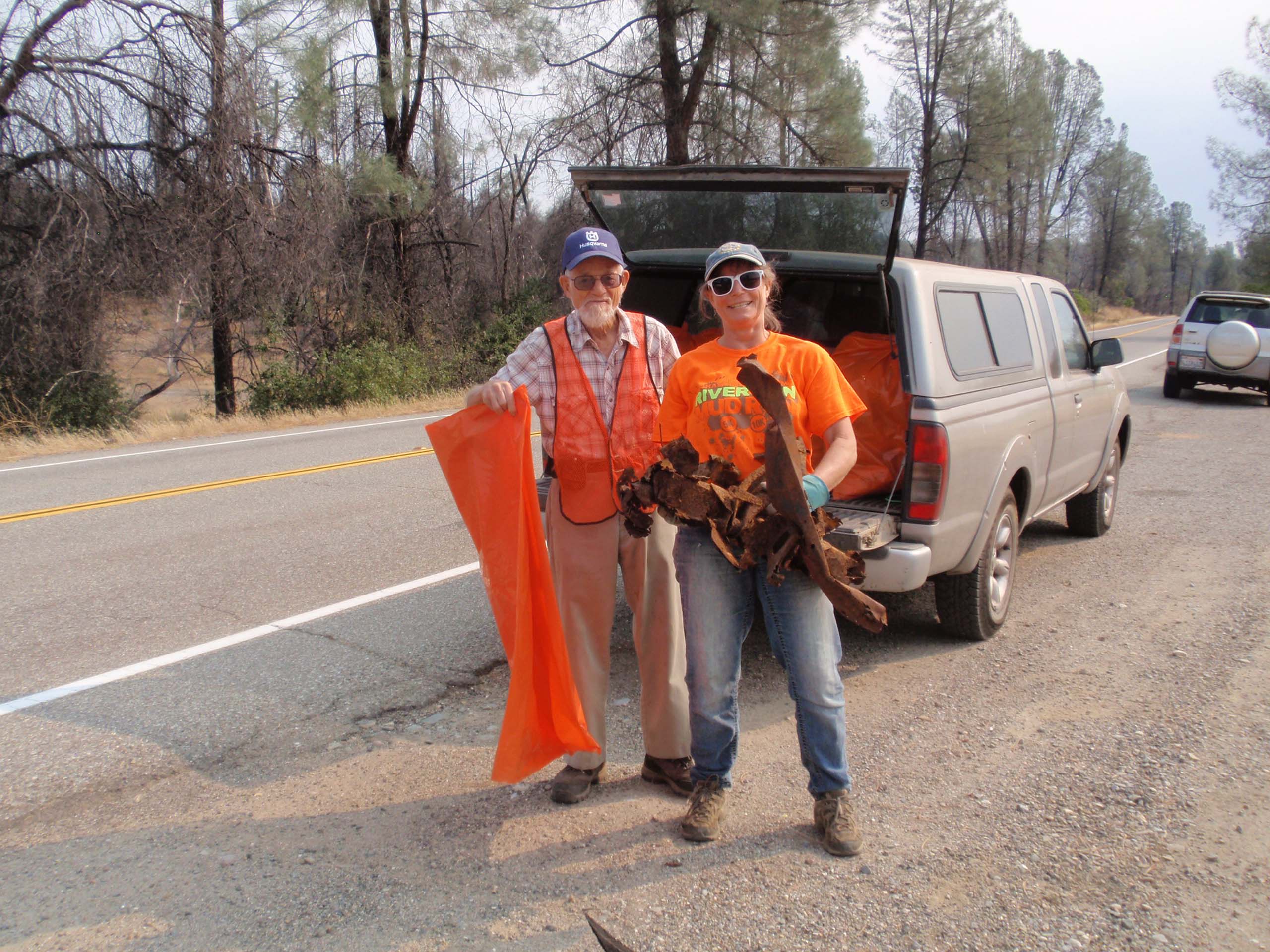 Frank and Kay working adopt-a-highway cleanup. HCCP.
