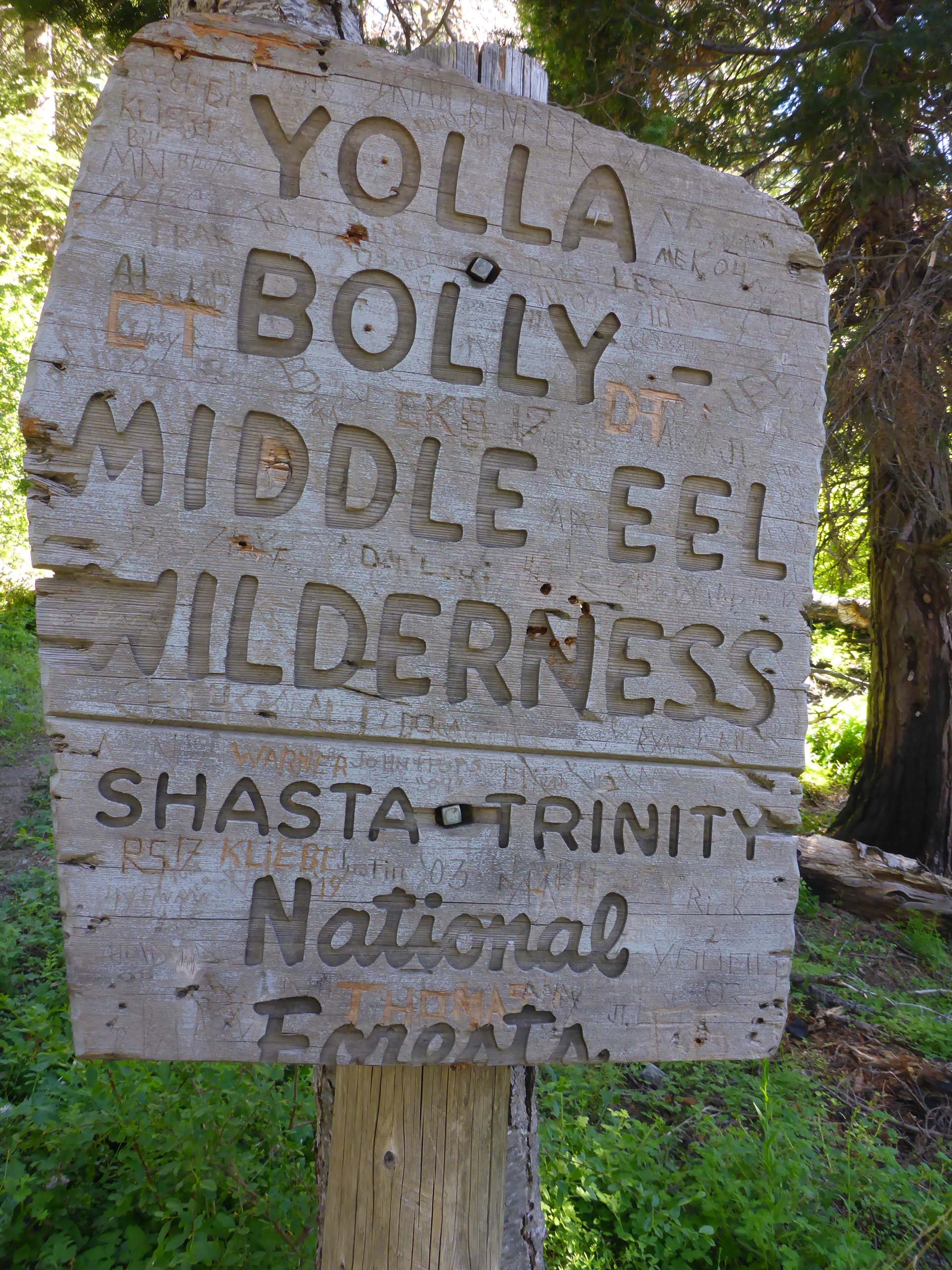 Yolla Bolly-Middle Eel Wilderness boundary sign. D. Burk.