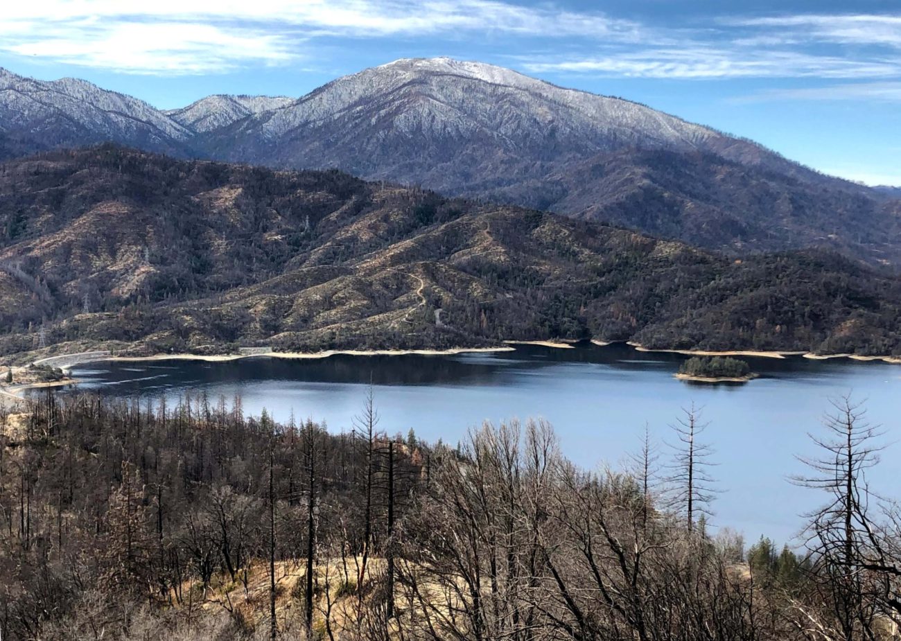 View of Whiskeytown Lake and Shasta Bolly. C. Harvey.