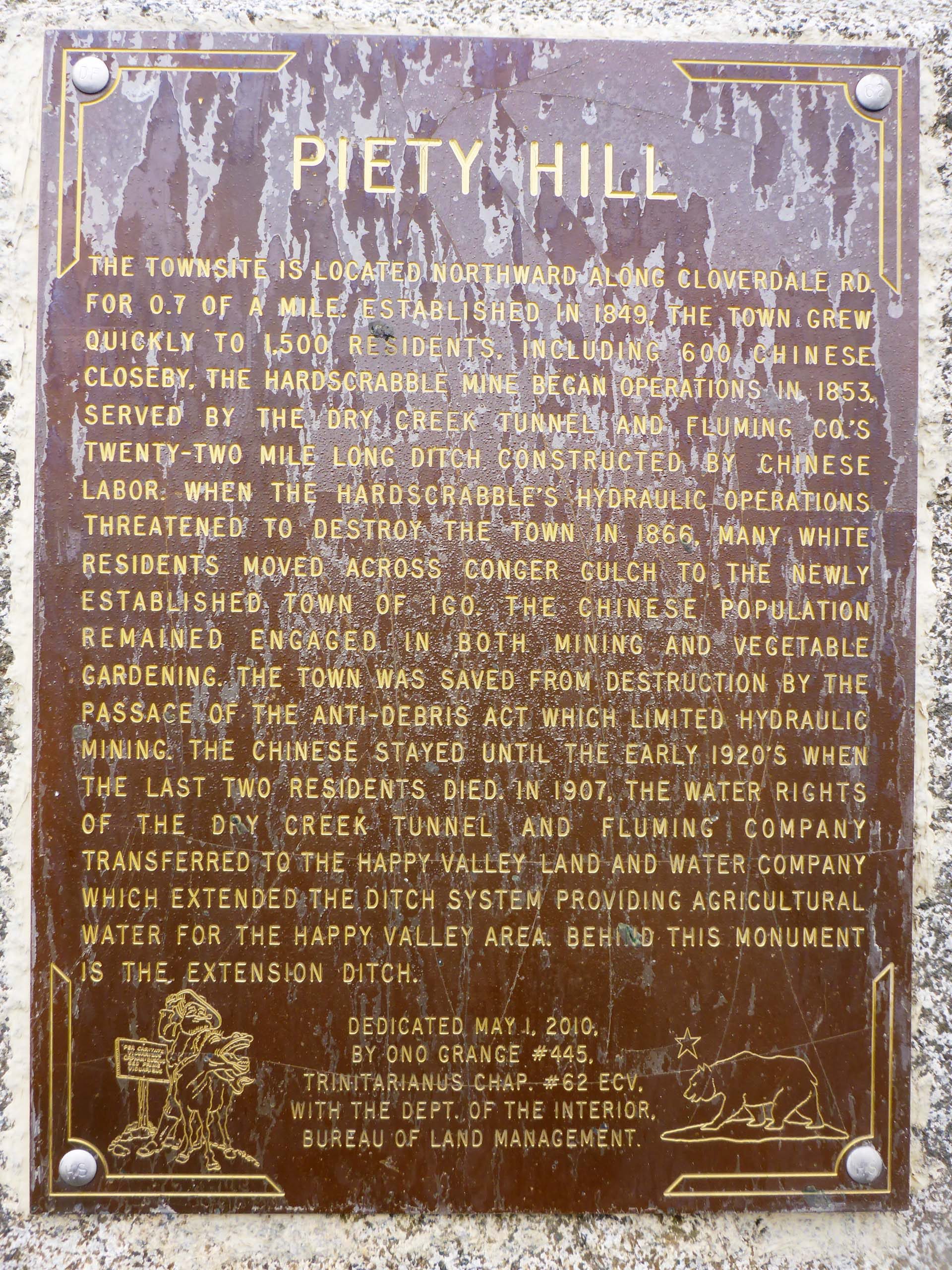 Piety Hill history plaque. D. Burk.