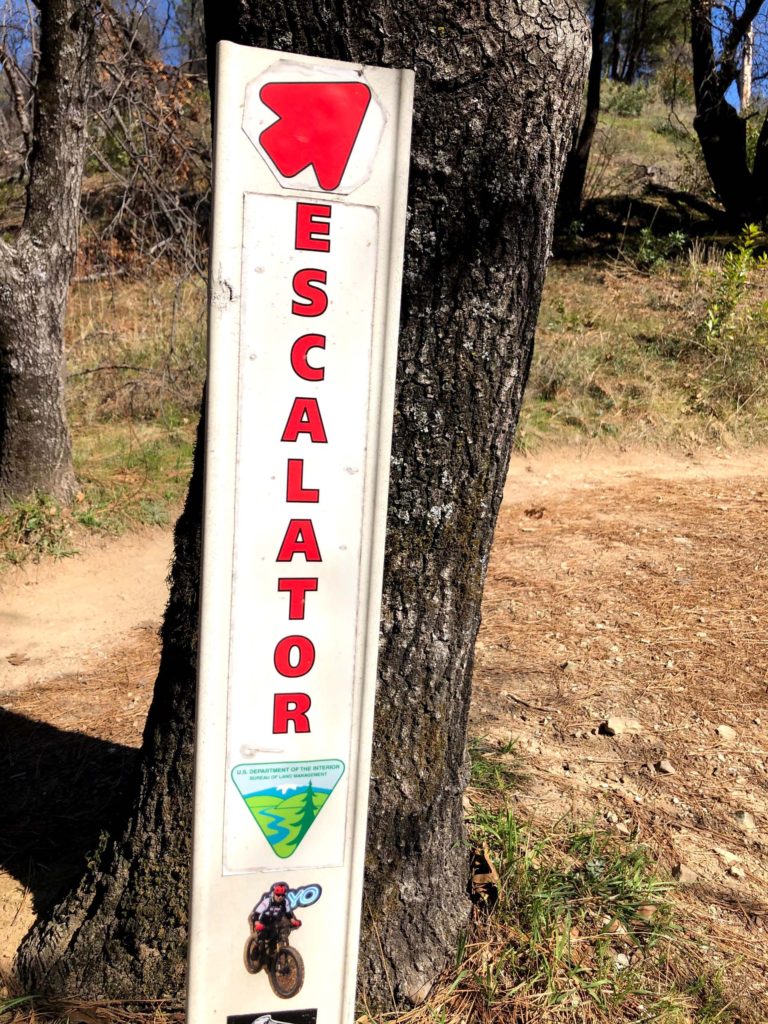 Trail sign for Escalator Trail.  C. Harvey.