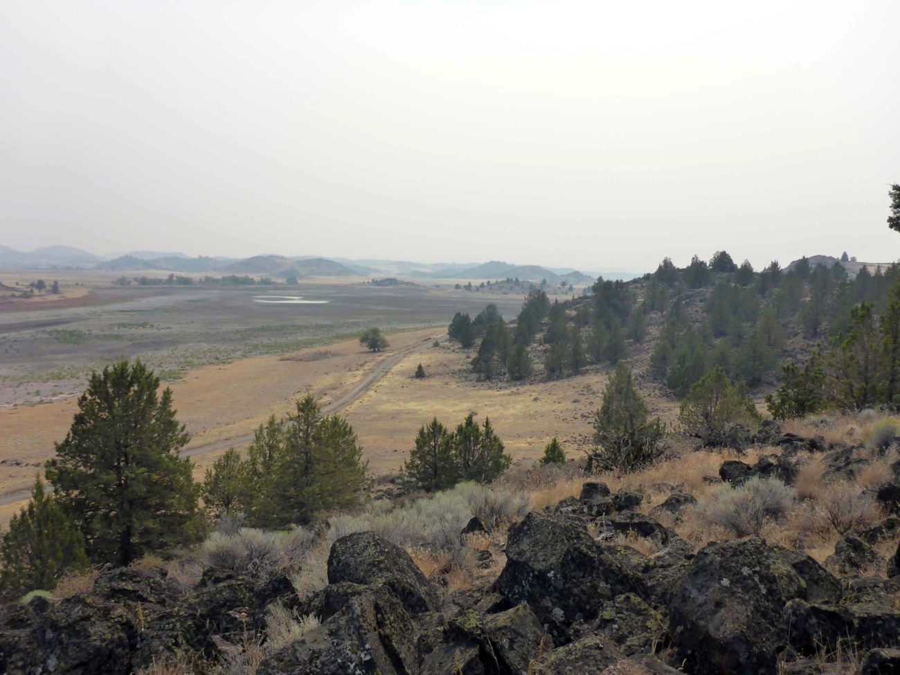 View of bass Lake from hilltop. D. Burk.