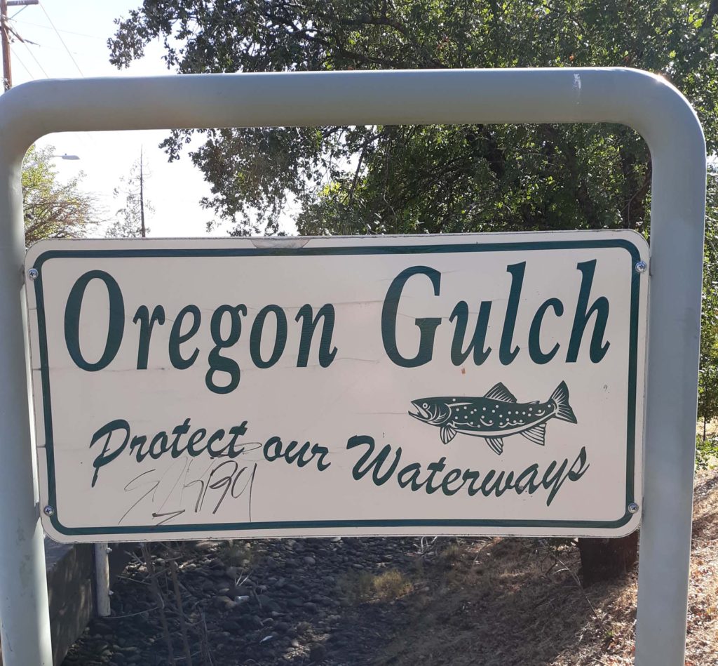 Oregon Gulch signage. D. Ledger.