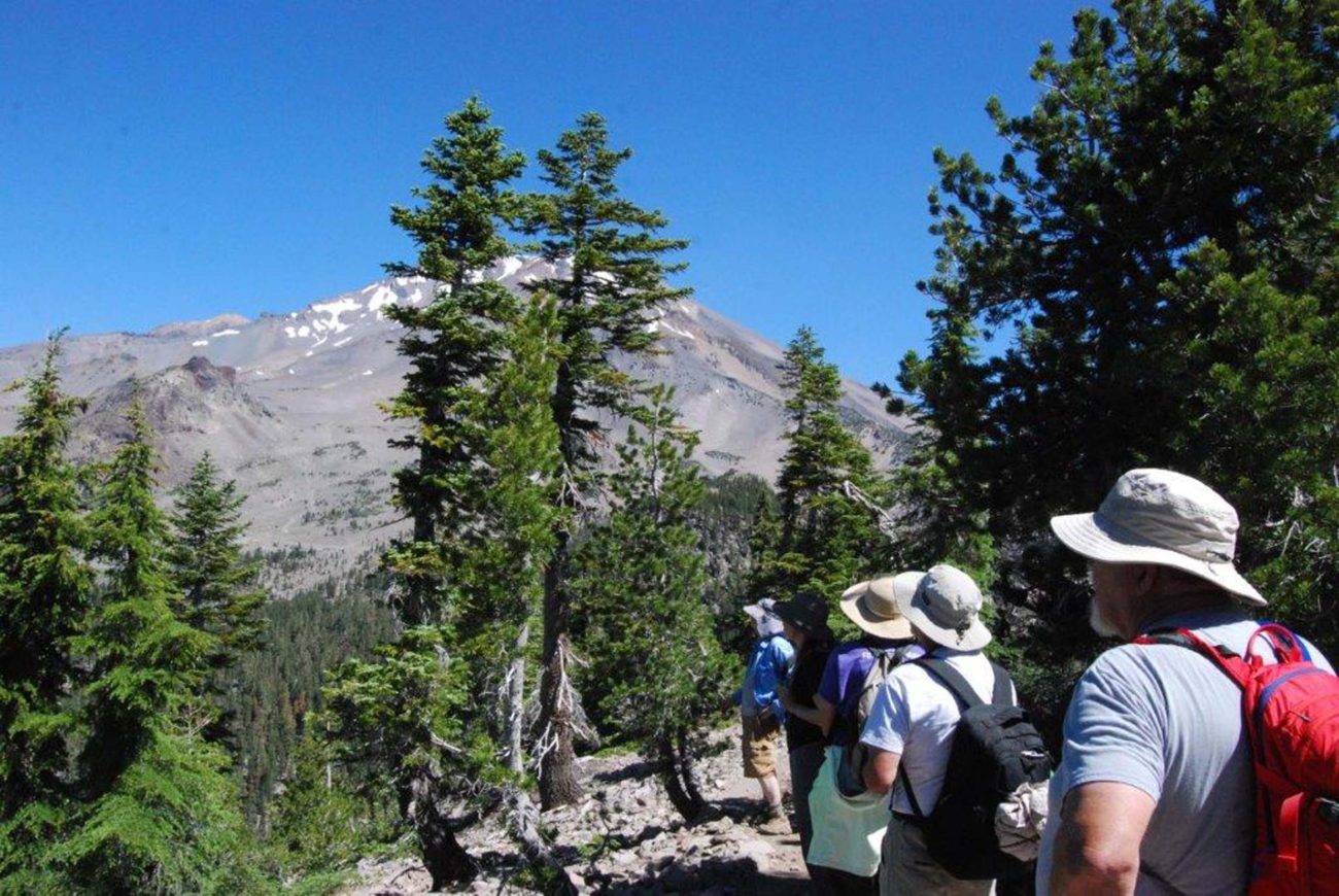 Hikers on trail; Mt. Shasta. P. Witt.