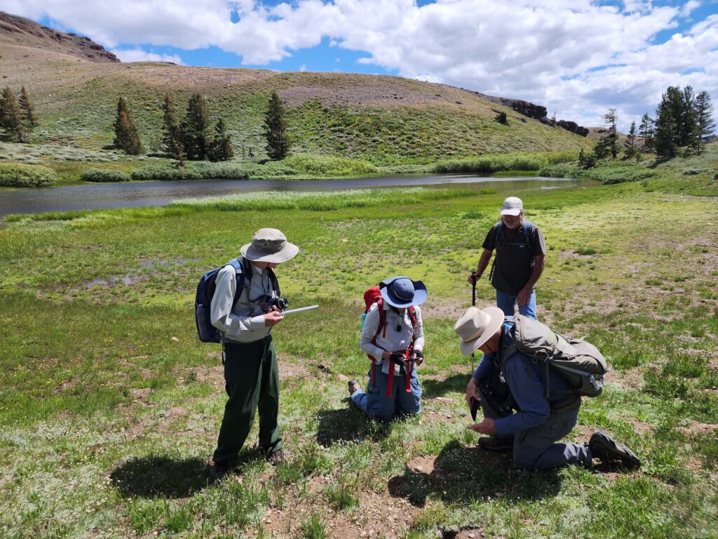 Ray, Cynthia, Bob, and Don at pond. L. Burk.