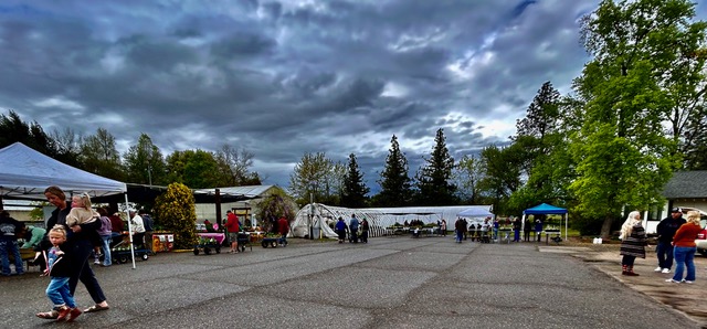 Plat sale at Shasta College under story skies. MA. McCrary.