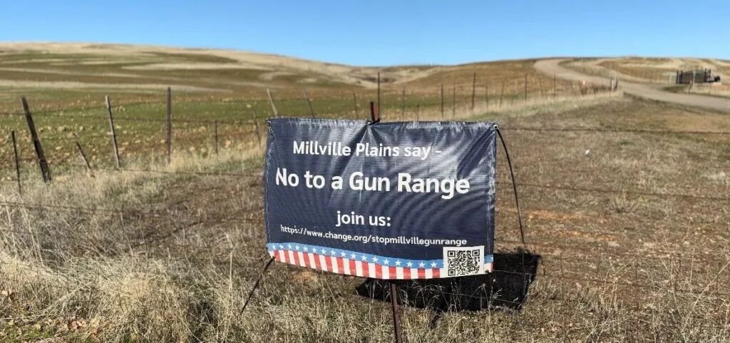 No Gun Range sign. KRCR.