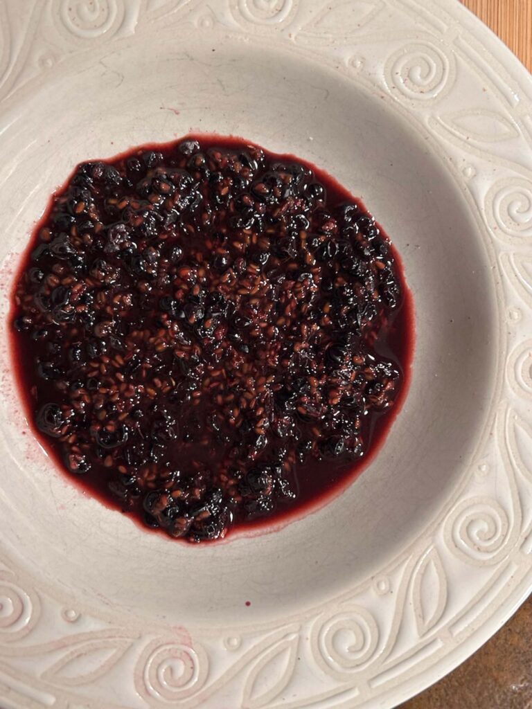 Blue elderberry mash.