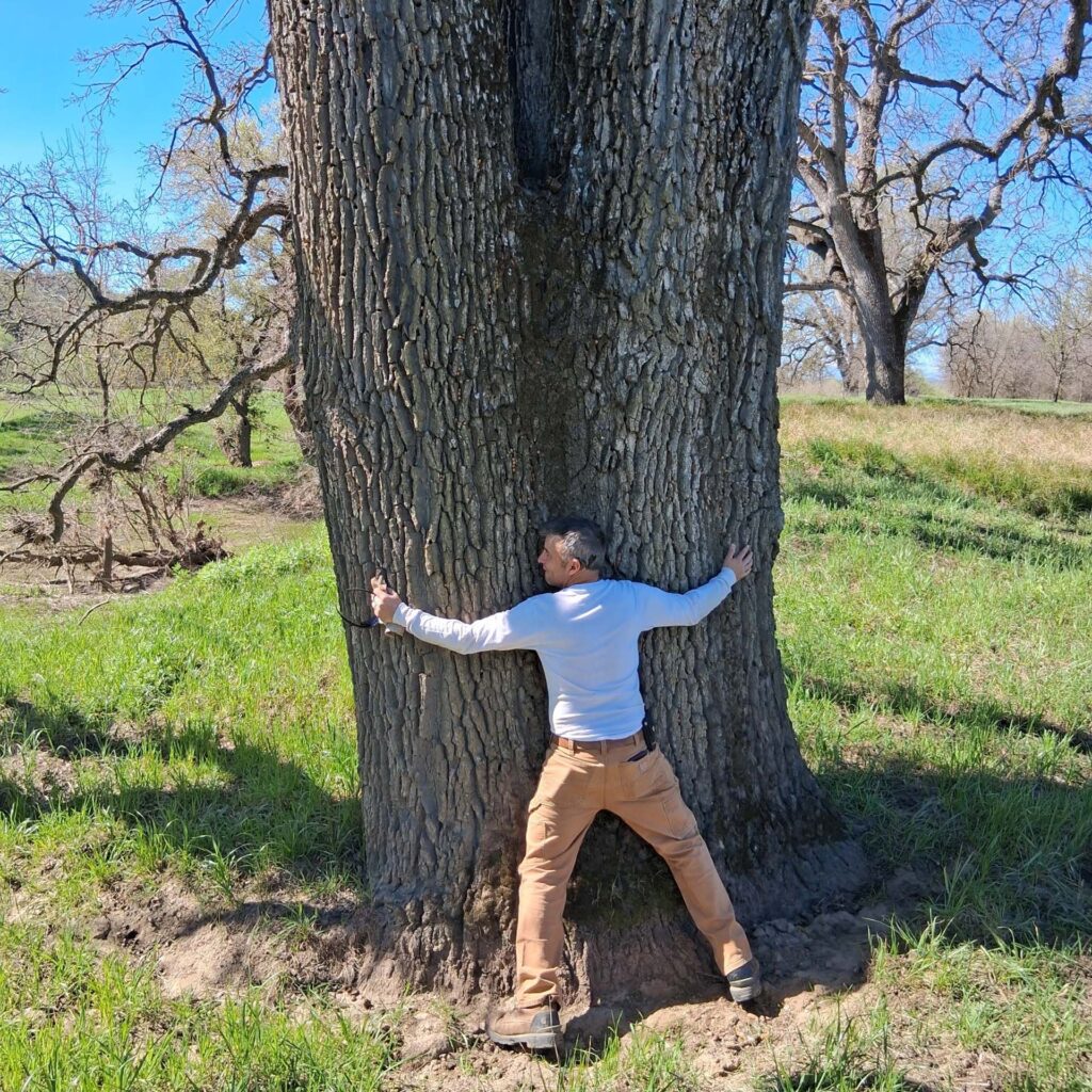 Tree-hugging Jeremey Kelley. J. Kelley.