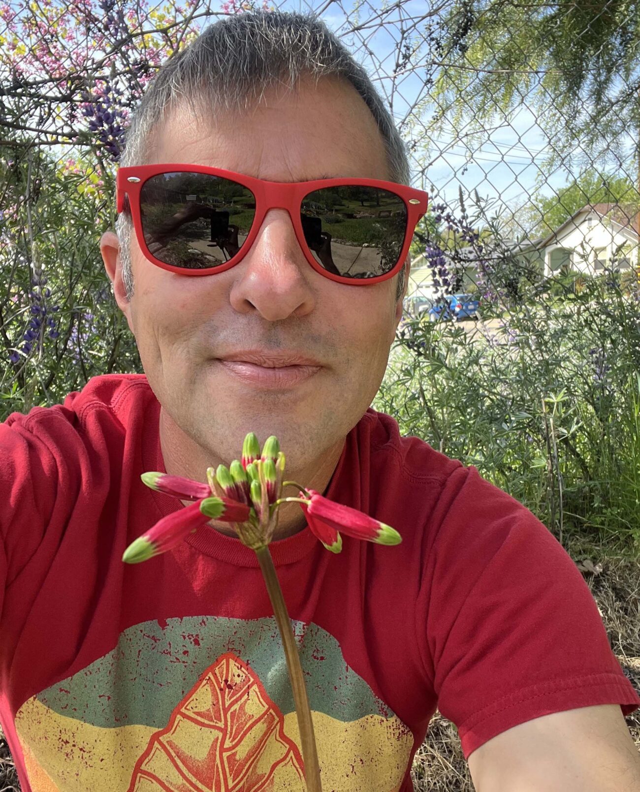 Jeremey and firecracker-flower. J. Kelley.