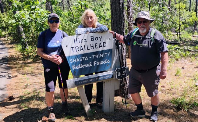 Hirz Bay Trail hikers. D. Ledger.