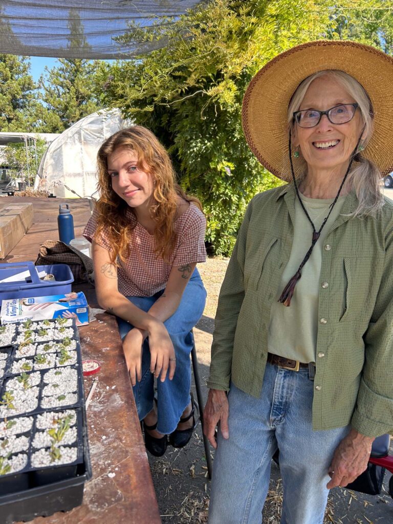 CNPS summer intern, Azren Carter, left, with nursery manager, MaryAnn McCrary, right.