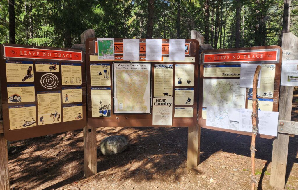 Canyon Creek Trailhead signage.  D. Burk.