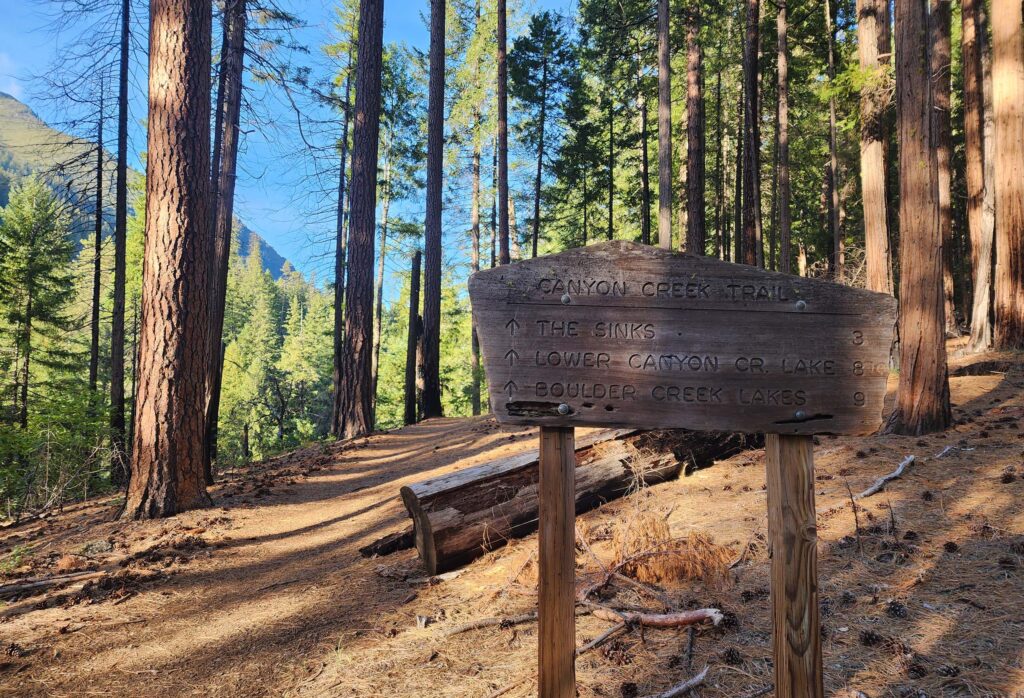 Canyon Creek Trail sign. D. Burk.