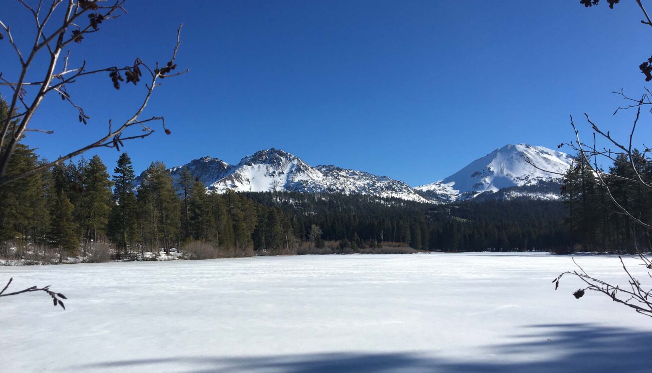 Manzanita Lake in the snow. L. Brodhead.