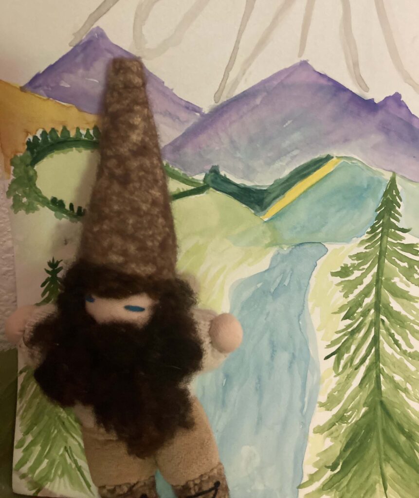 Forest gnome and his community painting. H. White-Wolfe.